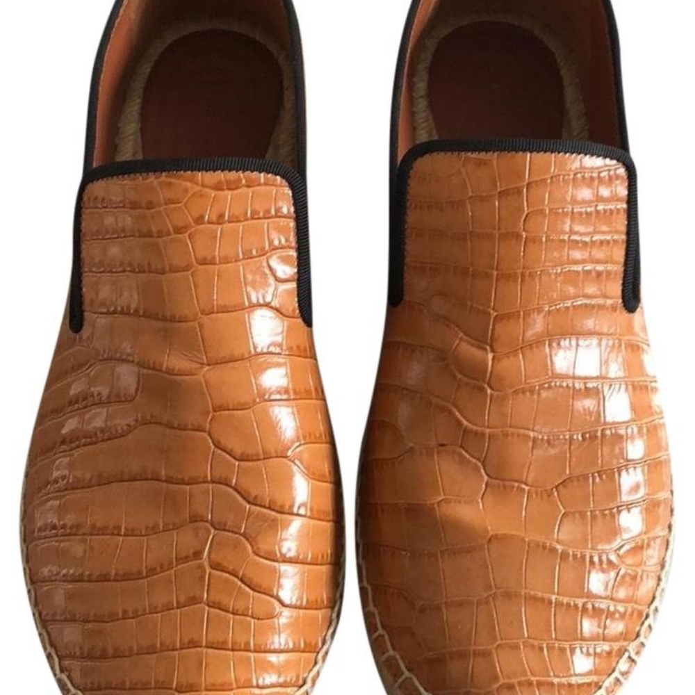 Celine Caramel Tan Croc Print Espadrilles Size Eur - Picture 6 of 6